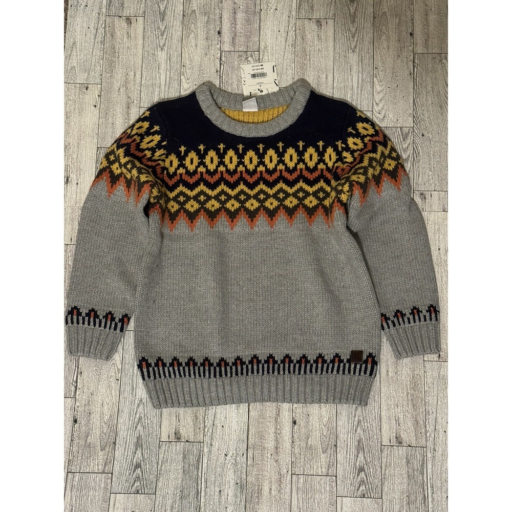 Janie and Jack Boys Fair Isle Cotton Knit Sweater Multicolor Size 4 Holiday